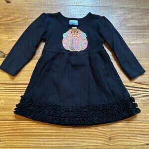 Blanks Boutique black ruffle pumpkin embroidered dress‎ SIZE 18M